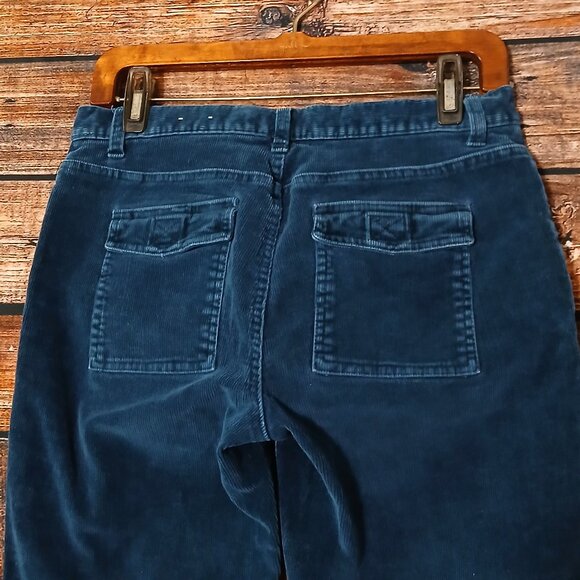 SO GSJC Pants Size 9 Y2K Teal Corduroy Flared Patch Pockets Stretch - Picture 5 of 9